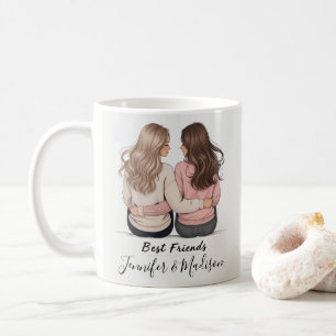 Freundinnen Haar-Illustration Tasse – BFF Besties