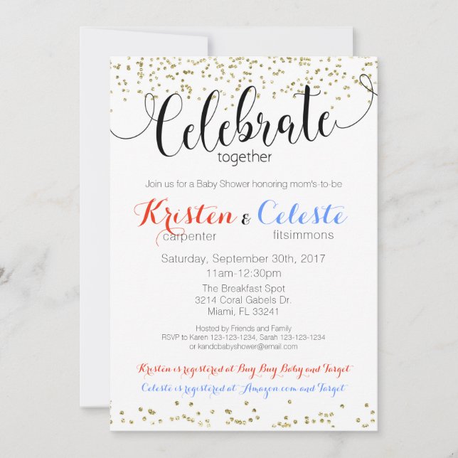 Freundinnen Joint Baby Shower Einladungskarte Einladung (Vorderseite)