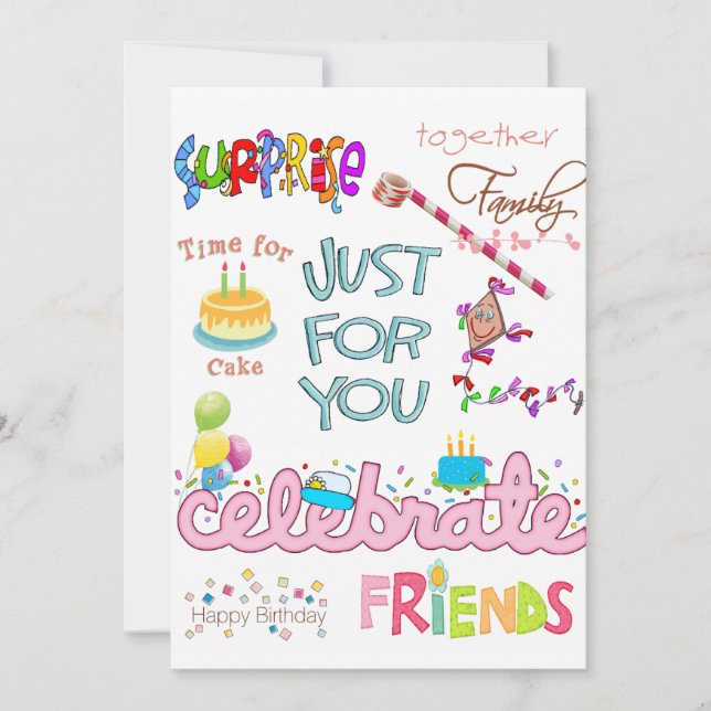 Freundinnen und Familie glücklich Geburtstag Einla Einladung (Vorderseite)