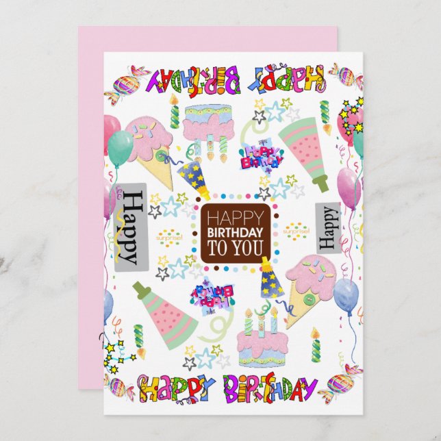 Freundinnen und Familie glücklich Geburtstag Einla Einladung (Vorne/Hinten)