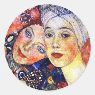 Freundinnen von Gustav Klimt Round Sticker