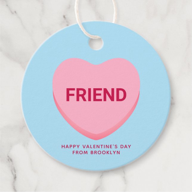 Freundlich blauer rosa Gespräch Herz Valentine Geschenkanhänger (Vorderseite)