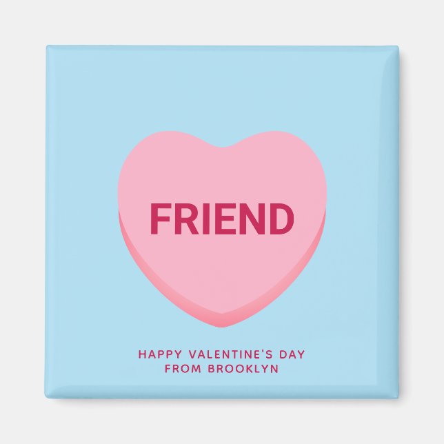 Freundlich blauer rosa Gespräch Herz Valentine Magnet (Vorne)