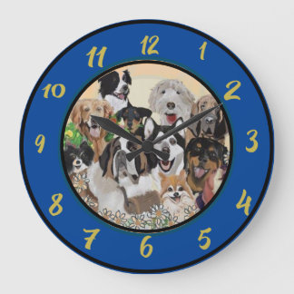 Freundlich, Happy Dog Pack wünscht eine Acrylmauer Große Wanduhr