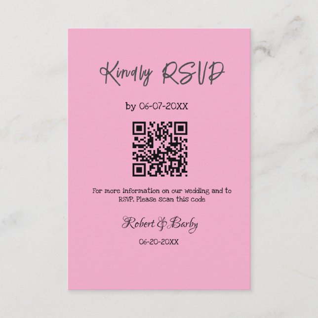 freundlich Hochzeit RSVP Scan QR-Code einfach mode Begleitkarte (Vorderseite)
