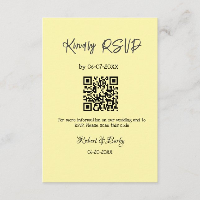 freundlich Hochzeit RSVP Scan QR-Code einfach mode Begleitkarte (Vorderseite)