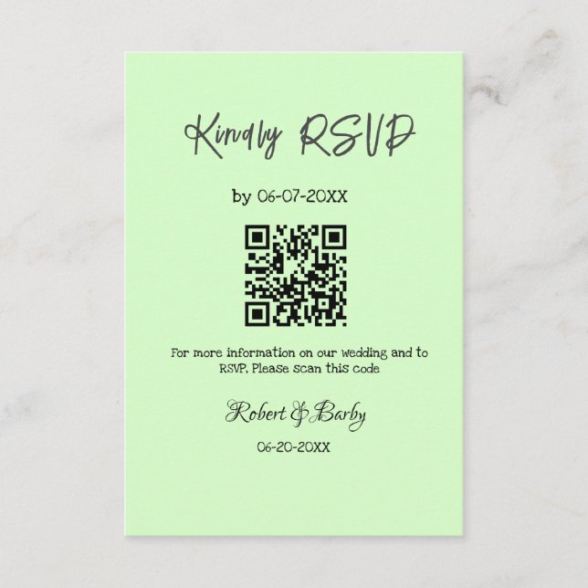 freundlich Hochzeit RSVP Scan QR-Code einfach mode Begleitkarte (Vorderseite)