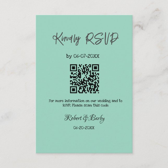 freundlich Hochzeit RSVP Scan QR-Code einfach mode Begleitkarte (Vorderseite)