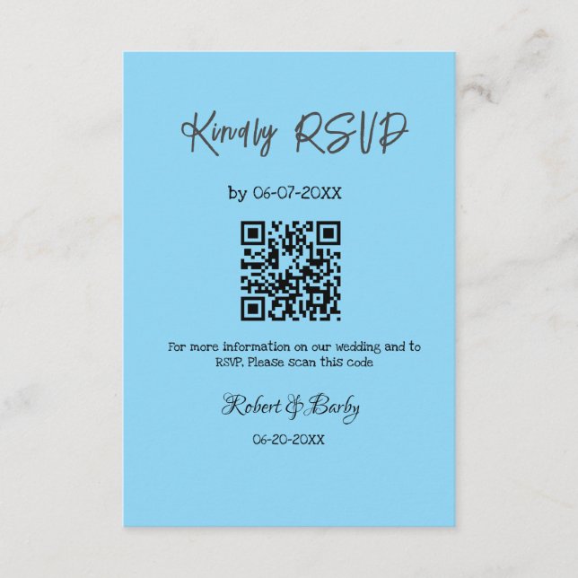 freundlich Hochzeit RSVP Scan QR-Code einfach mode Begleitkarte (Vorderseite)