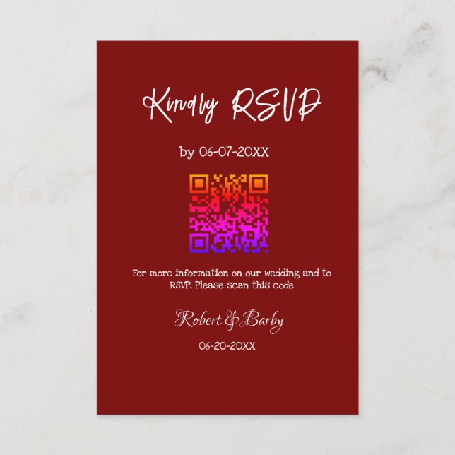 freundlich Hochzeit RSVP Scan QR-Code einfach mode Begleitkarte (Vorderseite)