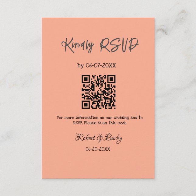freundlich Hochzeit RSVP Scan QR-Code einfach mode Begleitkarte (Vorderseite)