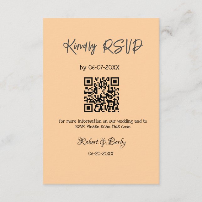 freundlich Hochzeit RSVP Scan QR-Code einfach mode Begleitkarte (Vorderseite)