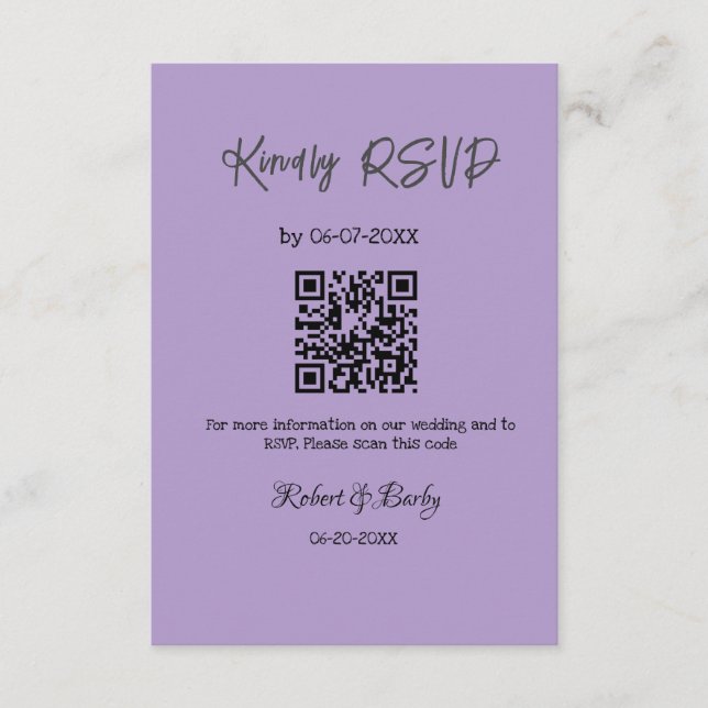freundlich Hochzeit RSVP Scan QR-Code einfach mode Begleitkarte (Vorderseite)