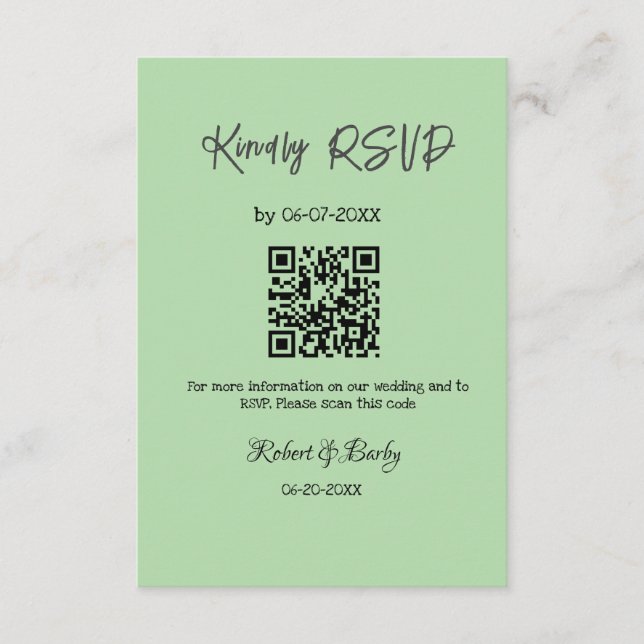freundlich Hochzeit RSVP Scan QR-Code einfach mode Begleitkarte (Vorderseite)