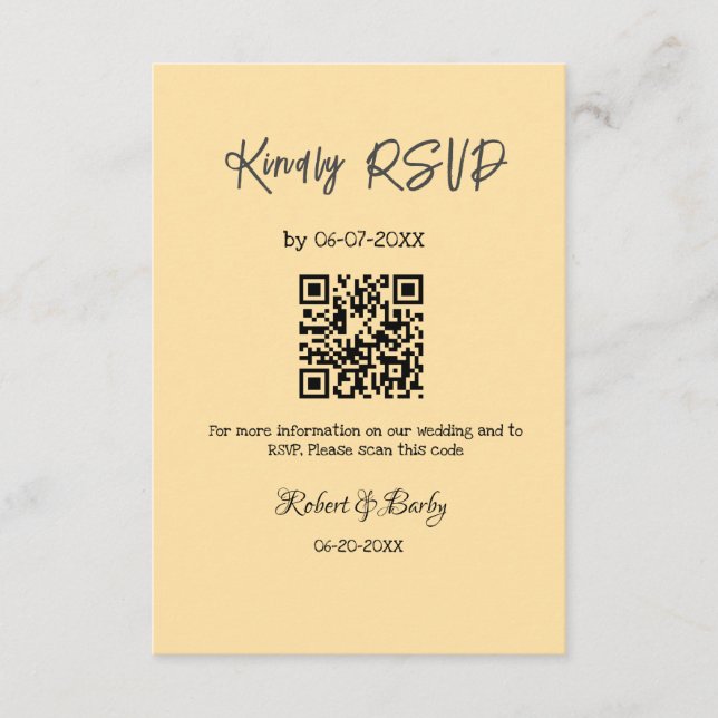 freundlich Hochzeit RSVP Scan QR-Code einfach mode Begleitkarte (Vorderseite)