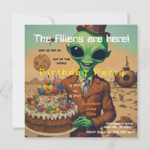 Freundliche Alien Birthday Einladung