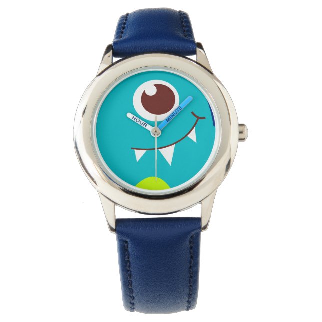 Freundliche Alien sieht Aqua-Blue-Kids zu Armbanduhr (Vorderseite)