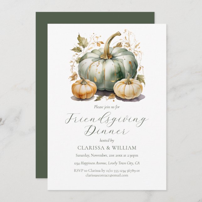 Freundliche Atmosphäre Elegantes Abendessen Einladung (Vorne/Hinten)