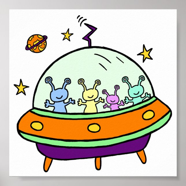 Freundliche Außerirdischen Poster (Vorne)