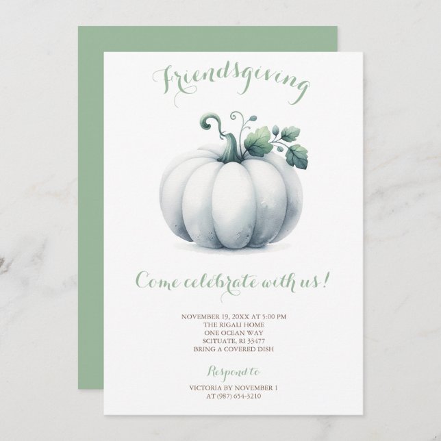 Freundliche Einladung White Pumpkin (Vorne/Hinten)