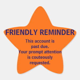 FREUNDLICHE ERINNERUNG Gebührenzählungs-Aufklebe Stern-Aufkleber