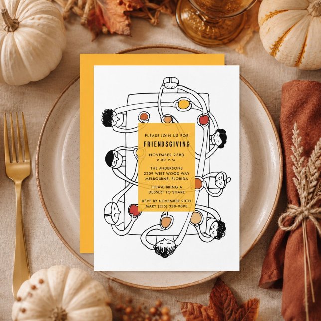 Freundliche Erntedank-Dinner Einladung (Friendsgiving Thanksgiving Dinner Invitation)