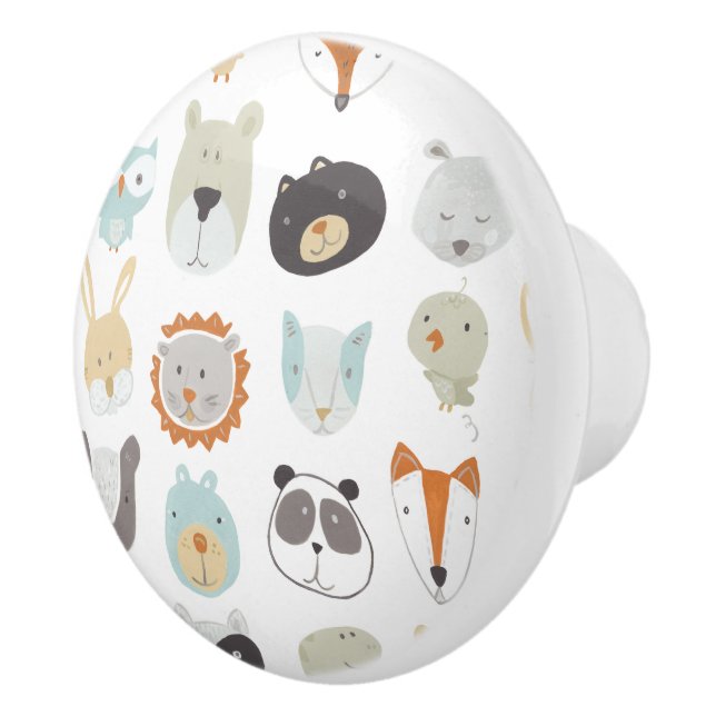 Freundliche Gesichter | Süße Tier Portraits Keramikknauf (Rechts)