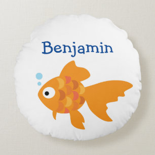 Freundliche Goldfisch-Illustration Rundes Kissen