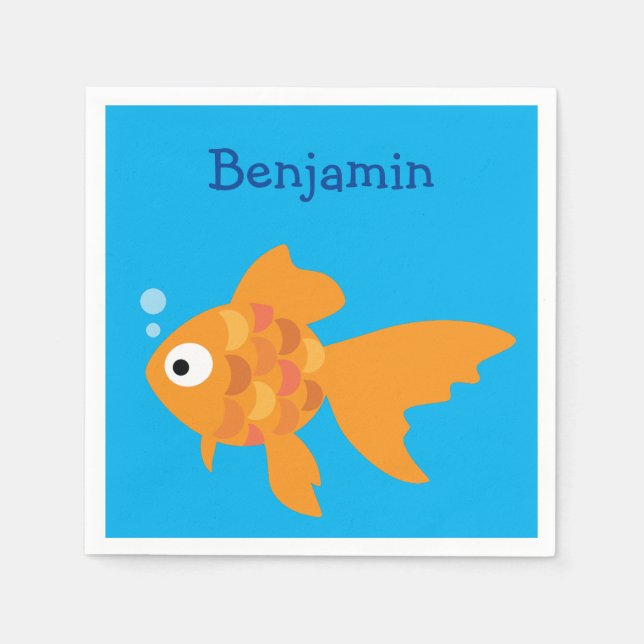 Freundliche Goldfisch-Illustration Serviette (Vorderseite)
