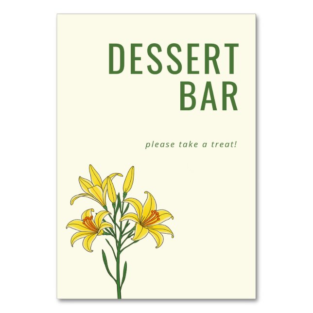 Freundliche grüne Blumenlilien Tischnummer (Vorderseite)