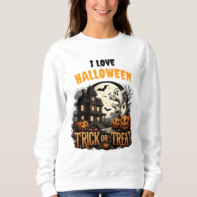 Freundliche Halloween-Nacht mit Gespenstern und Kü Sweatshirt (Vorderseite)