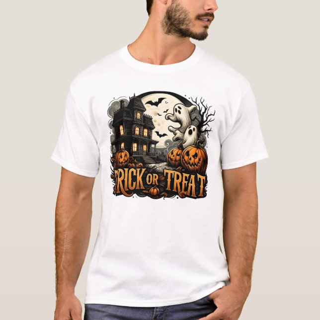 Freundliche Halloween-Nacht mit Gespenstern und Kü T-Shirt (Vorderseite)