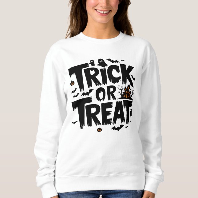 Freundliche Halloween Nacht mit Trick oder Leckerb Sweatshirt (Vorderseite)