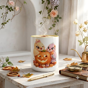 Freundliche Halloween-Vögel Kürbis-Tasse Zweifarbige Tasse