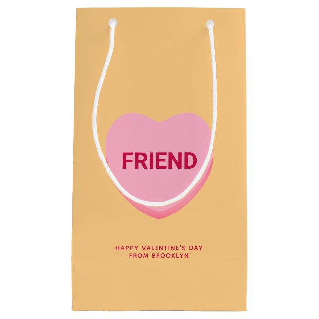 Freundliche orange rosa Konversation Herzstück Val Kleine Geschenktüte (Vorderseite)