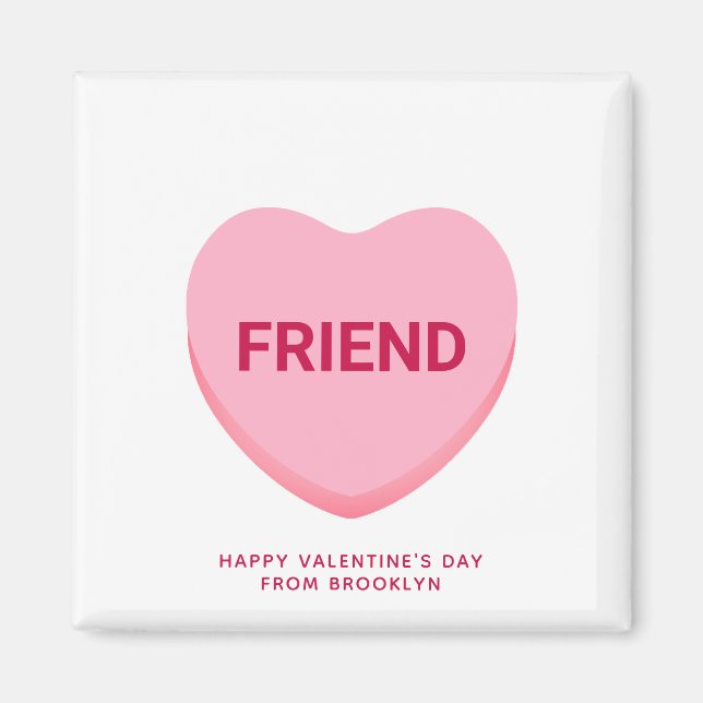 Freundliche rosa Konversation Herz Valentines halt Magnet (Vorne)