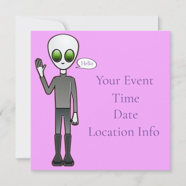 Freundliche Waving Alien Thunder_Cove Einladung (Vorderseite)