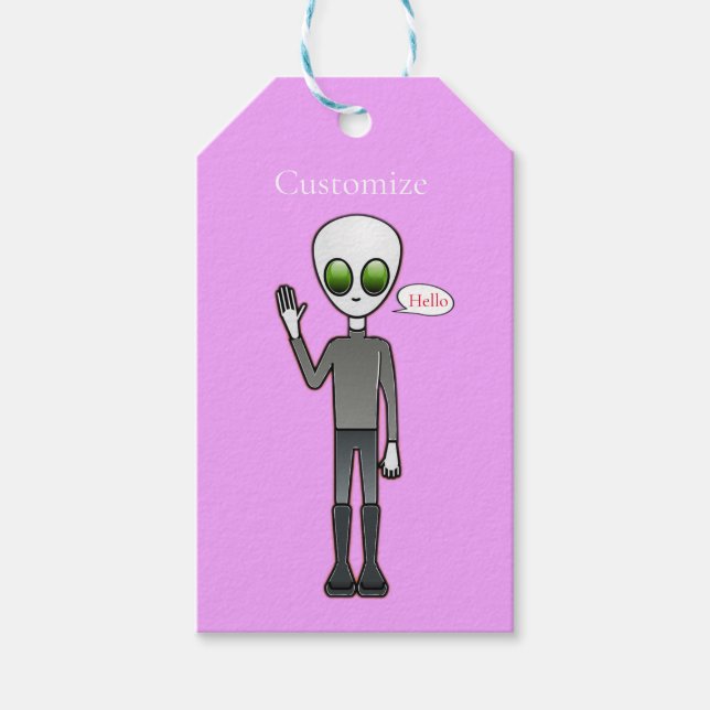 Freundliche Waving Alien Thunder_Cove Geschenkanhänger (Vorderseite)