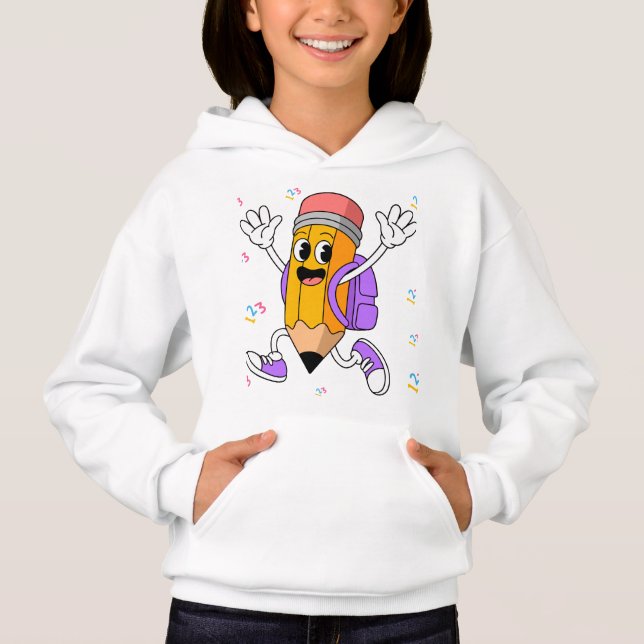 Freundlicher Bleistift Back to School Design.  Hoodie (Vorderseite)