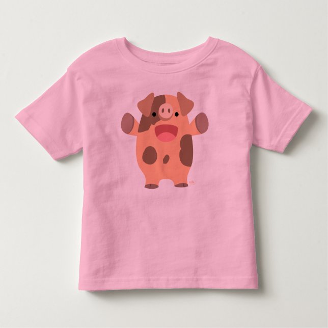 Freundlicher Cartoon Schweinekinder T - Shirt (Vorderseite)