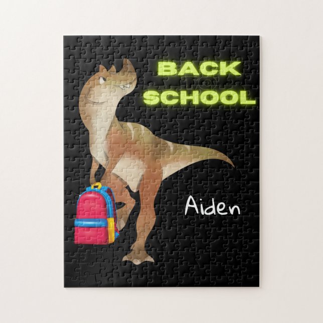 Freundlicher Dinosaurier mit Rucksack "Back to Sch Puzzle (Vertikal)