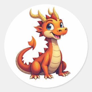 Freundlicher Drachen-Charakter-Aufkleber Runder Aufkleber