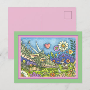 FREUNDLICHER EASTER DRAGON AUF BUNNY TRAIL Niedlic Feiertagspostkarte