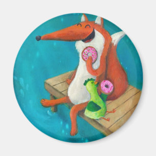 Freundlicher Fox und Huhn, die Schaumgummiringe Magnet