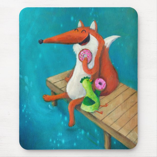 Freundlicher Fox und Huhn, die Schaumgummiringe Mousepad (Vorne)