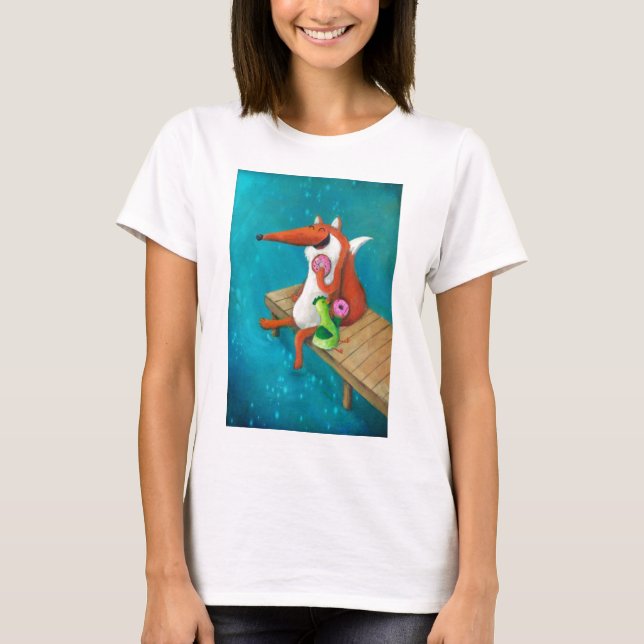 Freundlicher Fox und Huhn, die Schaumgummiringe T-Shirt (Vorderseite)