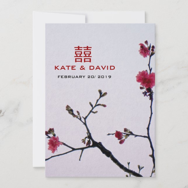 Freundlicher Frühling/orientalisches doppeltes Einladung (Vorderseite)