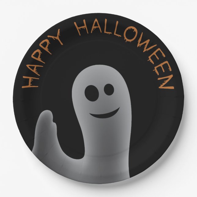 Freundlicher Geist (glückliches Halloween) Pappteller (Vorderseite)
