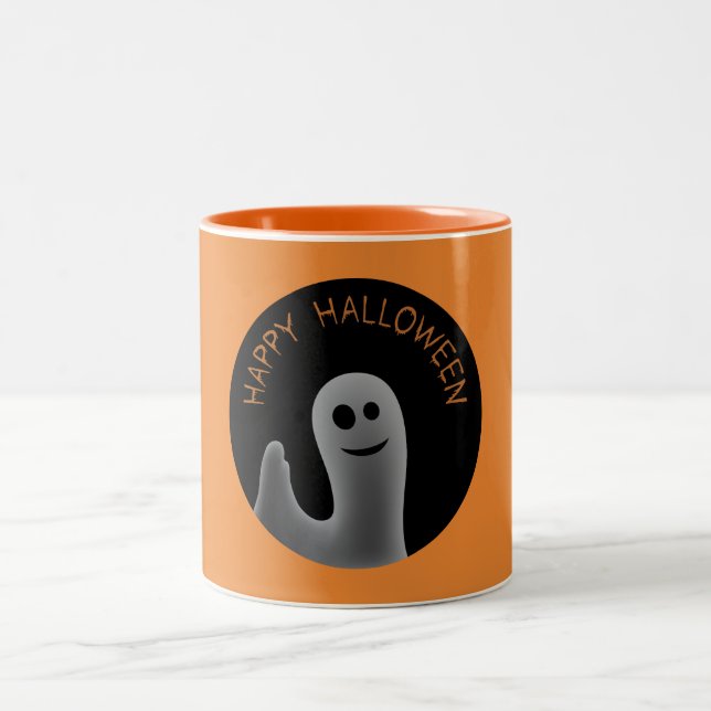 Freundlicher Geist (glückliches Halloween) Zweifarbige Tasse (Mittel)