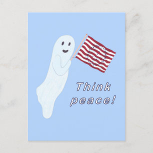Freundlicher Geist mit U.S.-Flagge und Friedenszei Postkarte